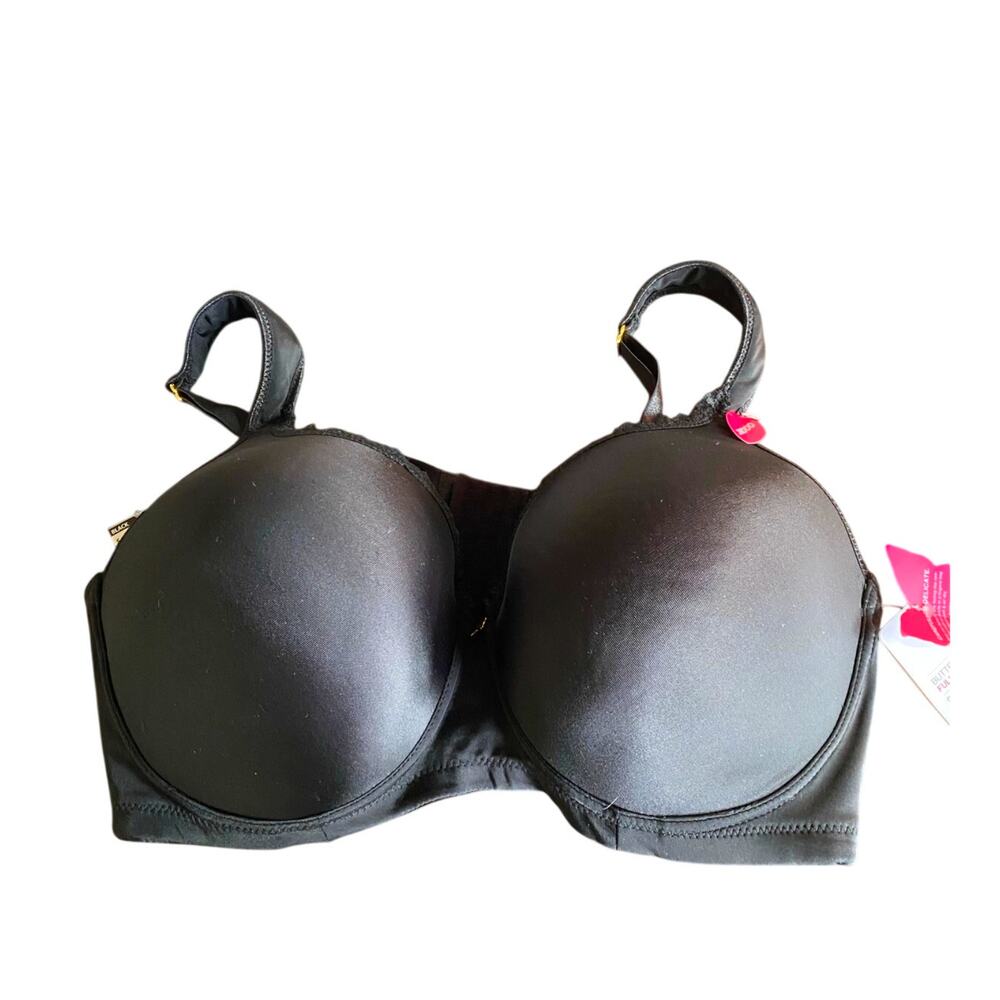 NWT Ashley Stewart Black Lace Full Coverage Butterfly Bra 38DDD
